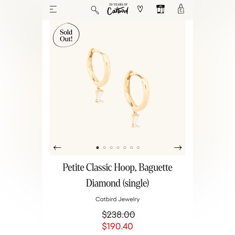ISO Catbird baguette diamond hoops
